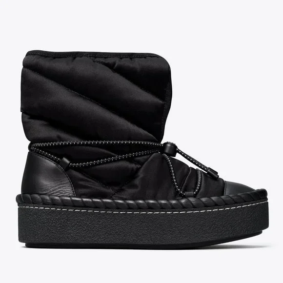 Tory Burch LEATHER TRIM SHEARLING LINING Sleeping Bag Boot BOOTIES - Picture 4 of 11